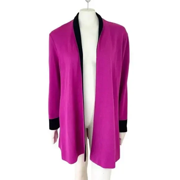 VTG OUTLANDER Artsy Long Line Open Cardigan  Sweater Coat  Fuchsia Pink  SZ M - Picture 9 of 9